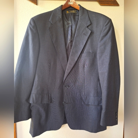 Brooks Brothers Suit Jacket 42R Blue/Gray Wool Check Print  Makers USA - Picture 1 of 9